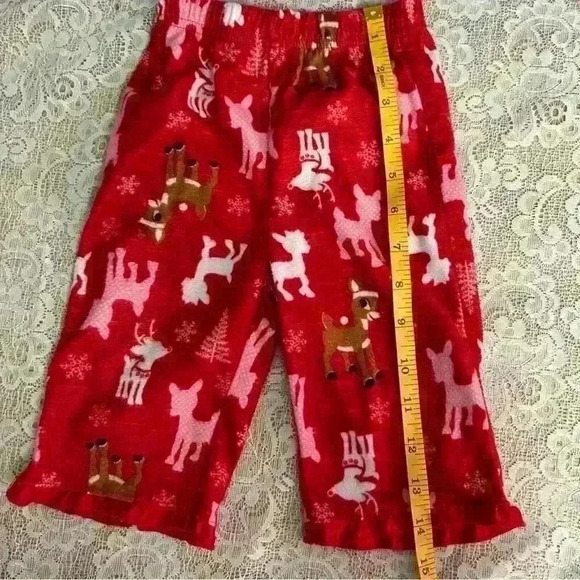 Rudolph the red nosed reindeer Clarice fleece pajamas. Christmas pajamas sz 12M - Picture 11 of 12